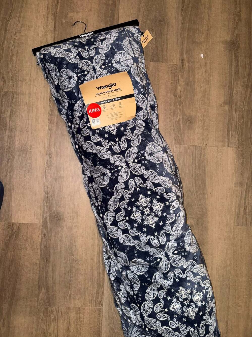 Wrangler Ultra Plush Blanket King Navy Paisley Super Soft & Cozy